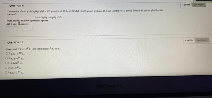 answer blth pls 4 points See QUESTION 11 The reaction of 44.1