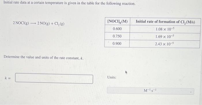  Initial rate data at a certain temperature is given in the