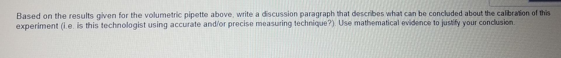 a Class A volumetric pipette: Table 1: Temperature (C) and mass (g)