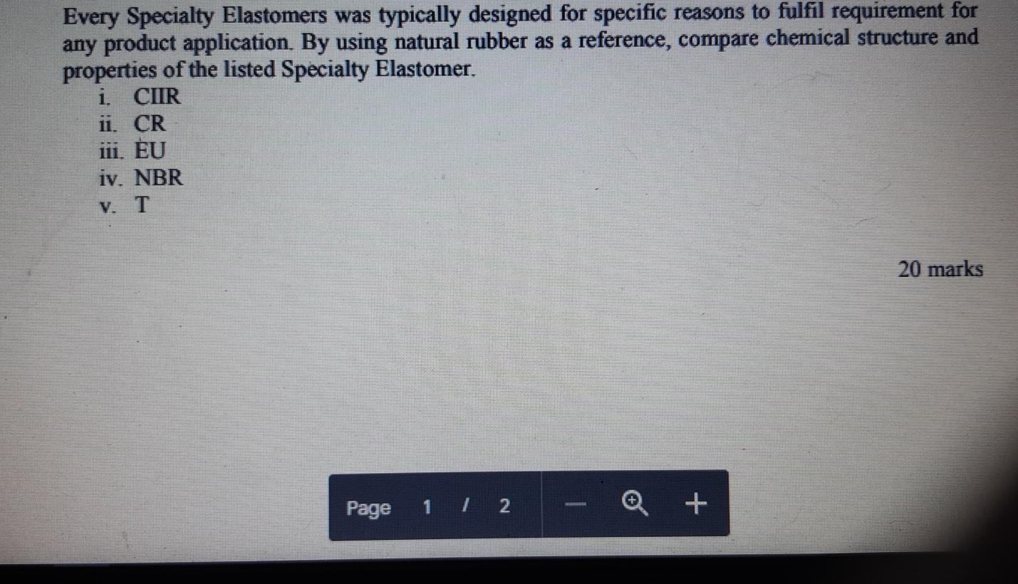  Every Specialty Elastomers was typically designed for specific reasons to fulfil