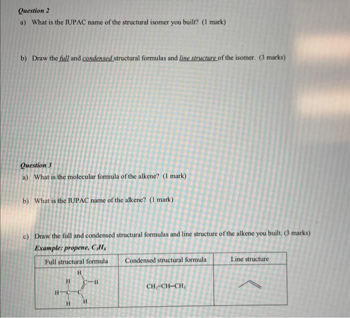 I a) What is the molecular formula of the alkane? (1 mark)