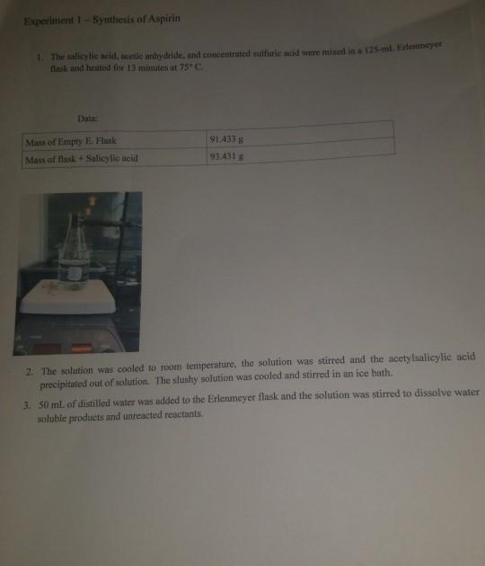 of product 1. Record the results of the ferric chloride test. Test