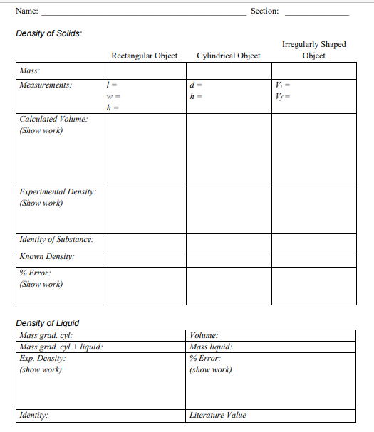 Use the following to solve the attached questions: RECTANGULAR OBJECT Mass of