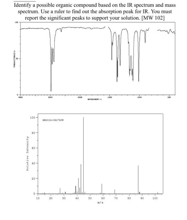  Identify a possible organic compound based on the IR spectrum and