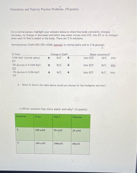 discuss close packing in solid state Osmolarity and Tonicity Practice Problems. (50