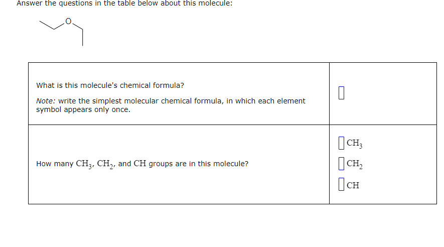 Answer the questions in the table below about this molecule: What