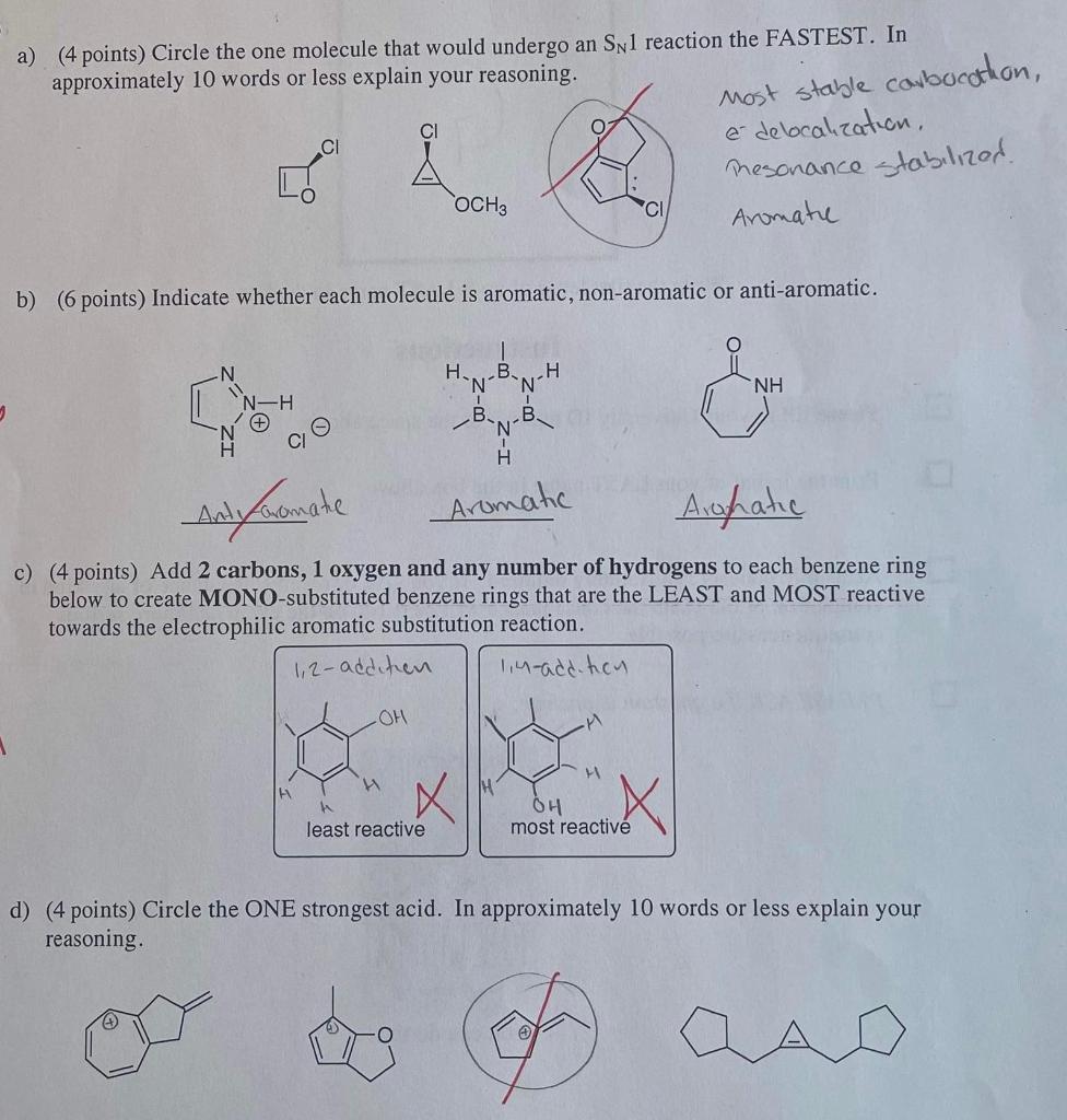 These are corrections, please answer all the questions. a) (4 points) Circle