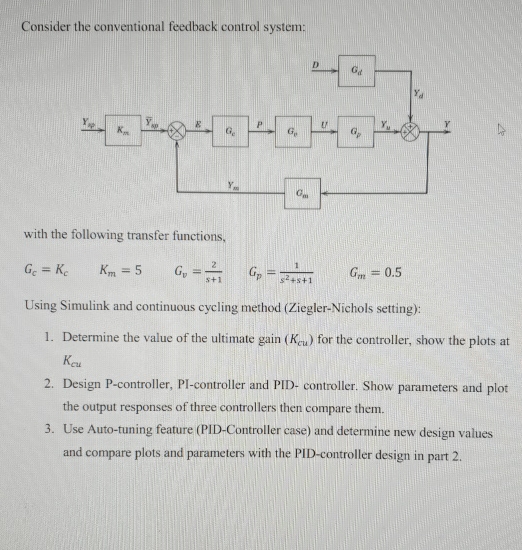  Consider the conventional feedback control system: with the following transfer functions,