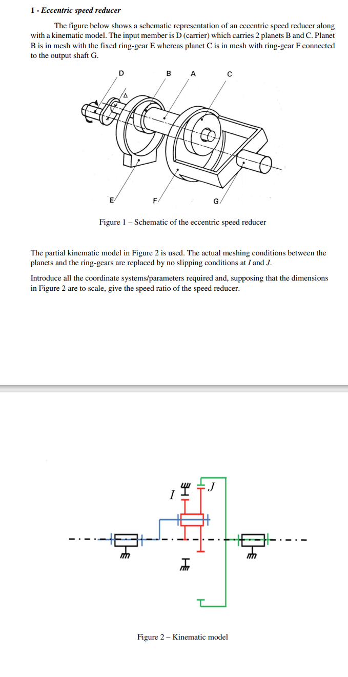  1- Eccentric speed reducer The figure below shows a schematic representation