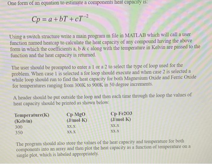 Please solve using Matlab as a function One form of an equation