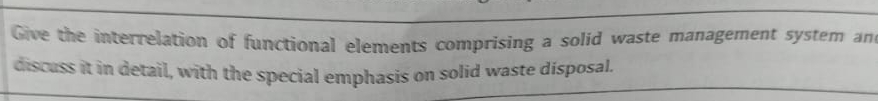  Give the interrelation of functional elements comprising a solid waste management