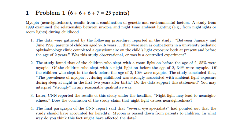  1 Problem 1 (6 + 6 + 6 + 7 =