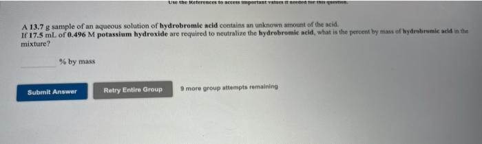  Use the Reference to access importante A 13.7 g sample of