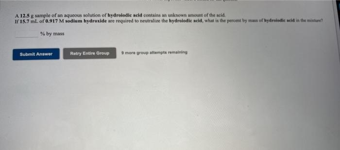 an aqueous solution of hydrobromle acid contains an unknown amount of the