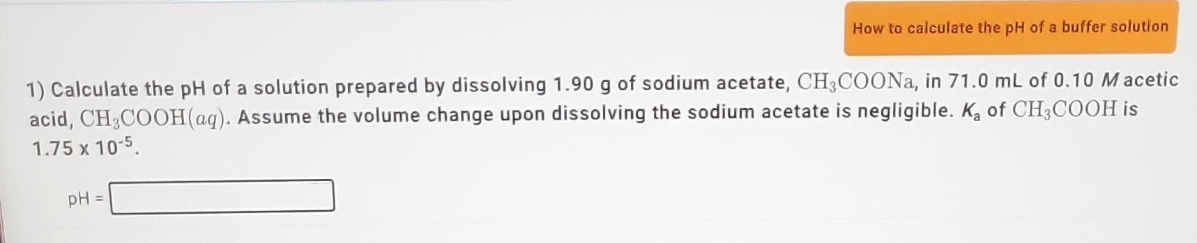  please help How to calculate the pH of a buffer solution