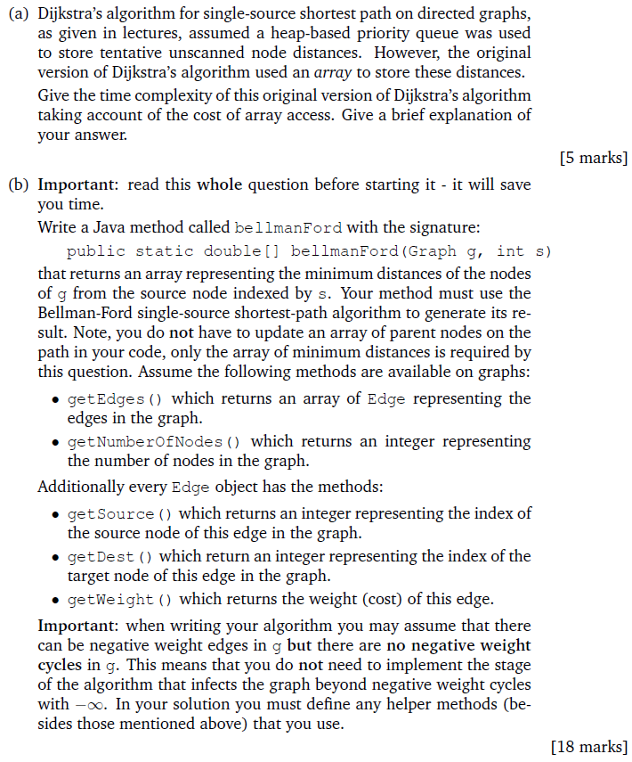 Shortest Path Algorithms (a) Dijkstra's algorithm for single-source shortest path on directed
