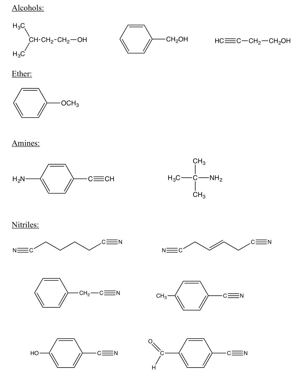 responsible and structure for 1, 2, 3 1. 2. 3. Ketones: CH3(CH2)2