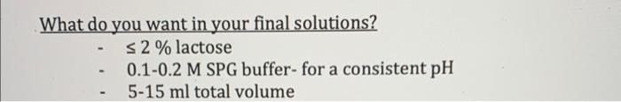experiment that will test your variable, you will need: lactase, lactose, a