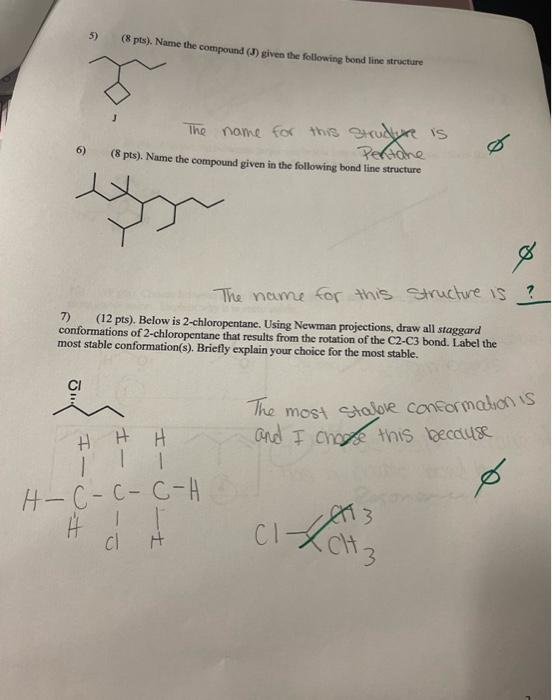 Please help urgent!! 5) (8 pts). Name the compound (J) given the