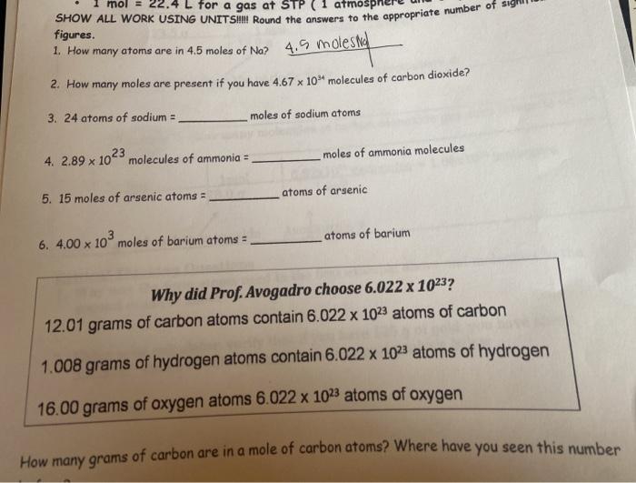 help with 1-3 please SHOW ALL WORK USING UNITS Round the answers