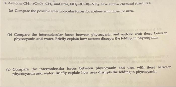 answer please thank you! (b) Compare the intermolecular forces between phycocyanin and