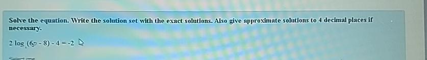  Solve the equation. Write the solution set with the exact solutions.