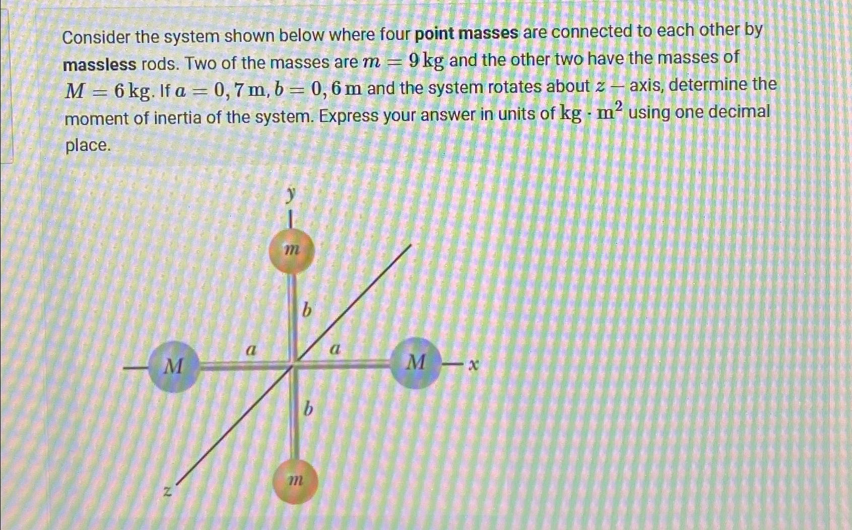  Consider the system shown below where four point masses are connected