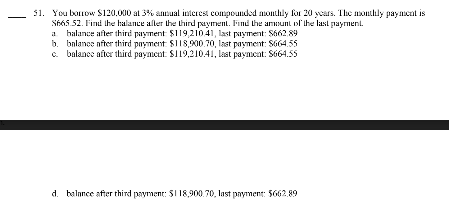 Do not use Excel. I need the full formulas written out. 51.