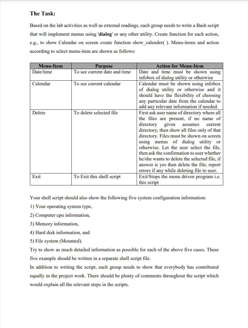 The Task: Based on the lab activities as well as external