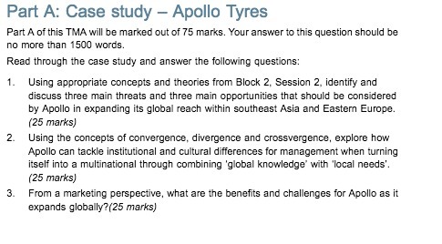 Part A: Case study - Apollo Tyres Part A of this
