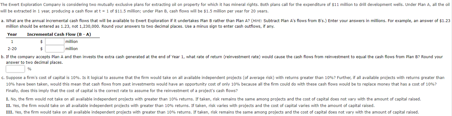  will be extracted in 1 year, producing a cash flow at