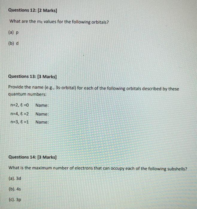 please answer all three. i will give thumbs up! Questions 12: [2