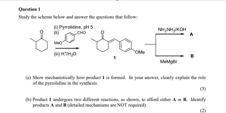 Please help Question 1 Study the scheme below and answer the