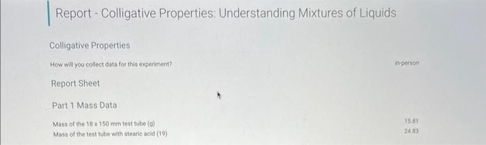 please show work. Part 1 Time and Temperature Data: Cooling Curve of