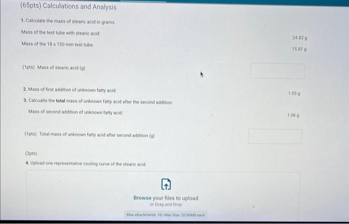 Distilled Water Report Table 1: Time and Temperature Data: Pure Stearic Acid