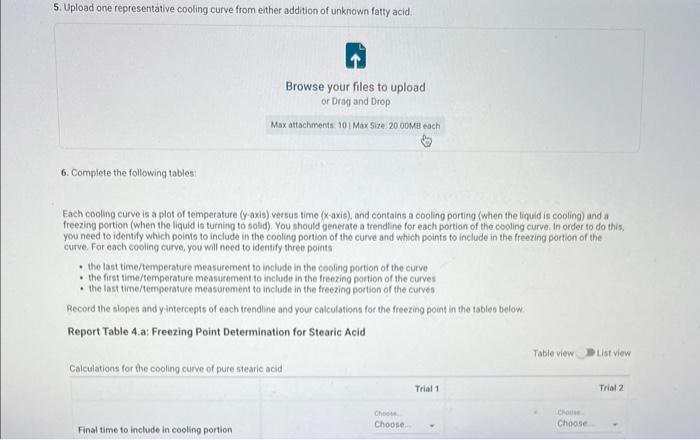 Time and temperature data for the freezing point of pure stearic acid