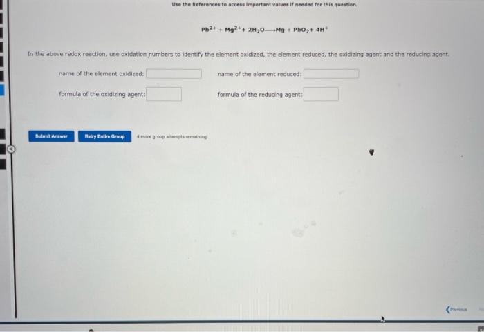  Use the References to access impertant vabes if needed for this