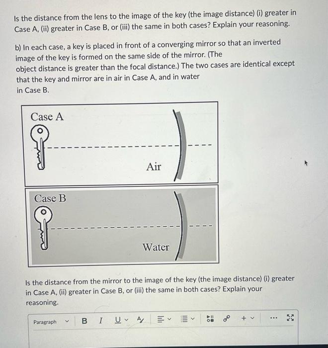 a converging lens so that an inverted image of the key is