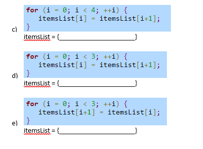 question starts with an array of size 4 having contents (+55, -1,
