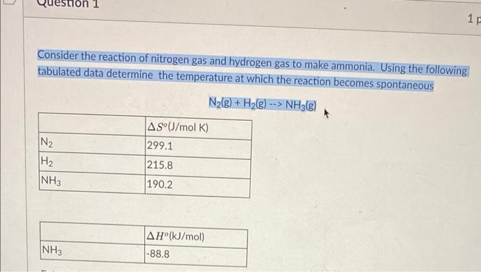 please answer as fast you can 1F Consider the reaction of nitrogen