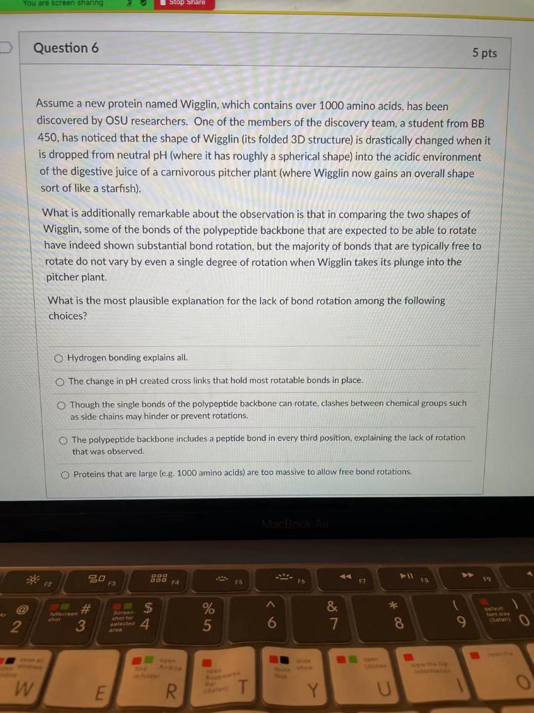 You are screen sharing Stop Share Question 6 5 pts Assume