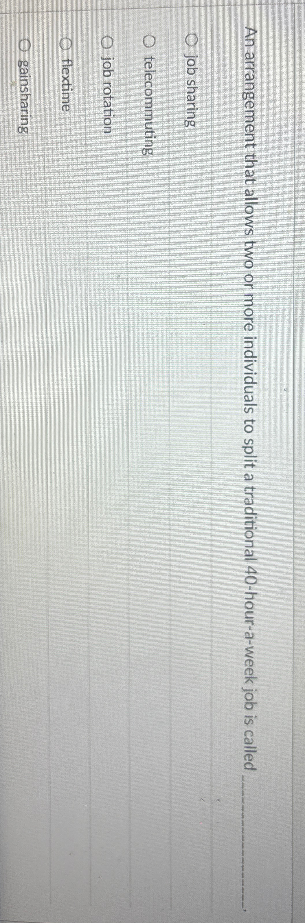  An arrangement that allows two or more individuals to split a