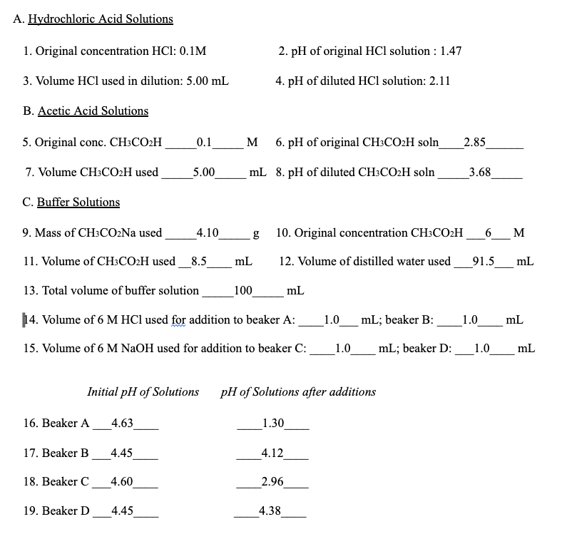pts): 29. Average pK, value for the CH3CO2H solutions (0.25 pts): C.
