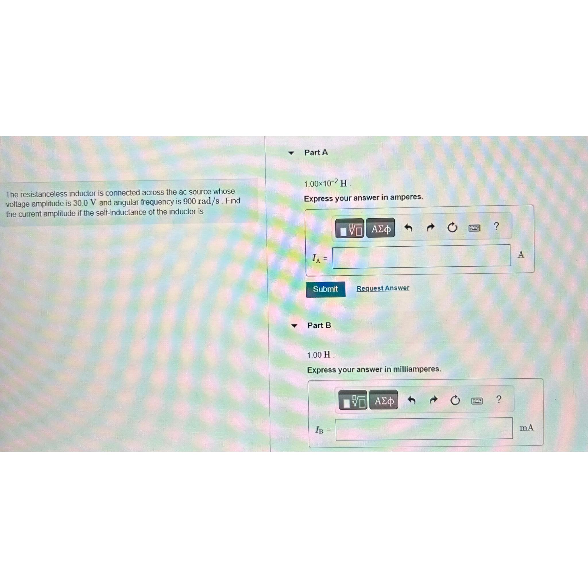  The resistanceless inductor is connected across the ac source whose voltage