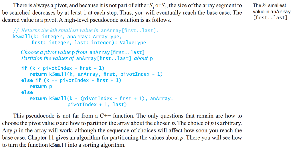 value of the array as the pivot. We are given an input