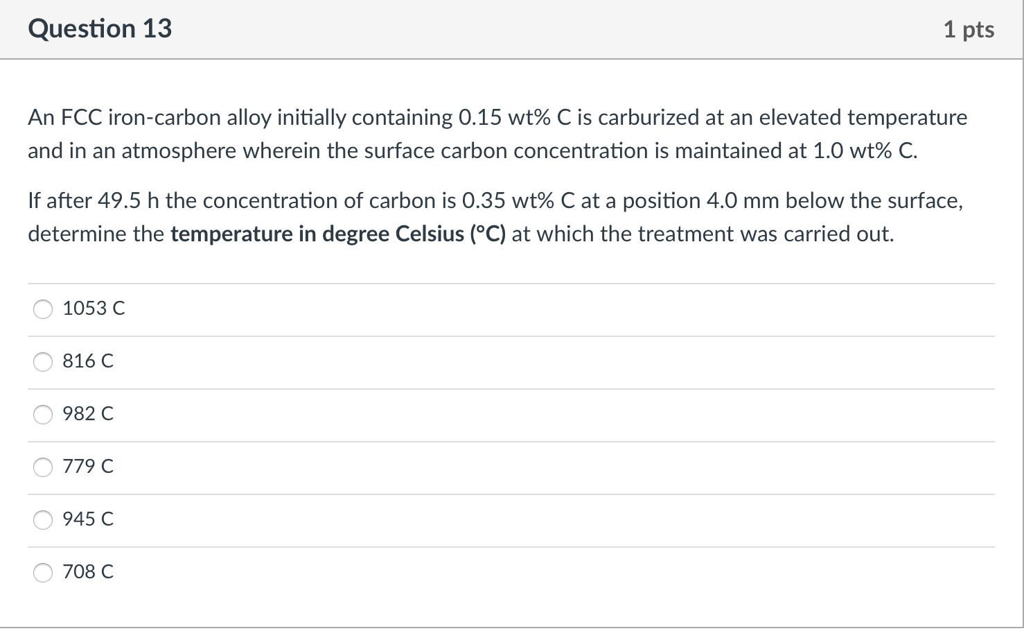 of carbon in both a-iron (BCC) and 7-iron (FCC) at 950C. Which
