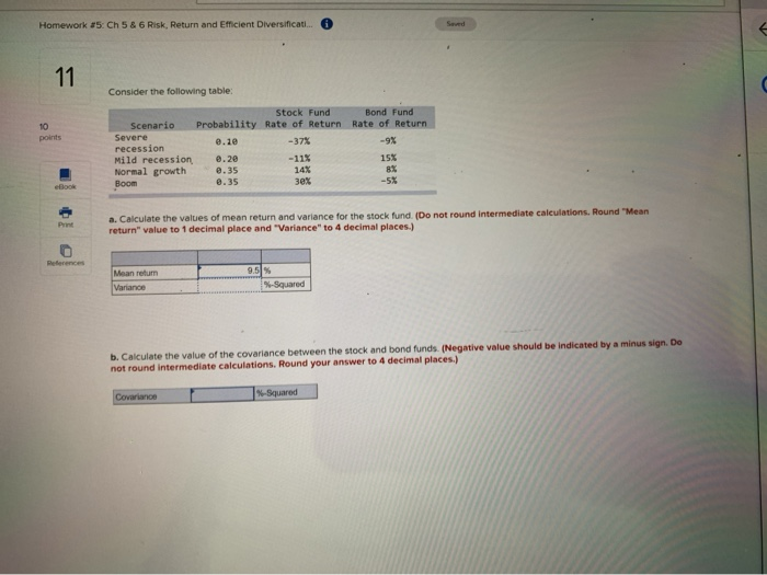  Homework #5: Ch 5 & 6 Risk, Return and Efficient Diversificati...