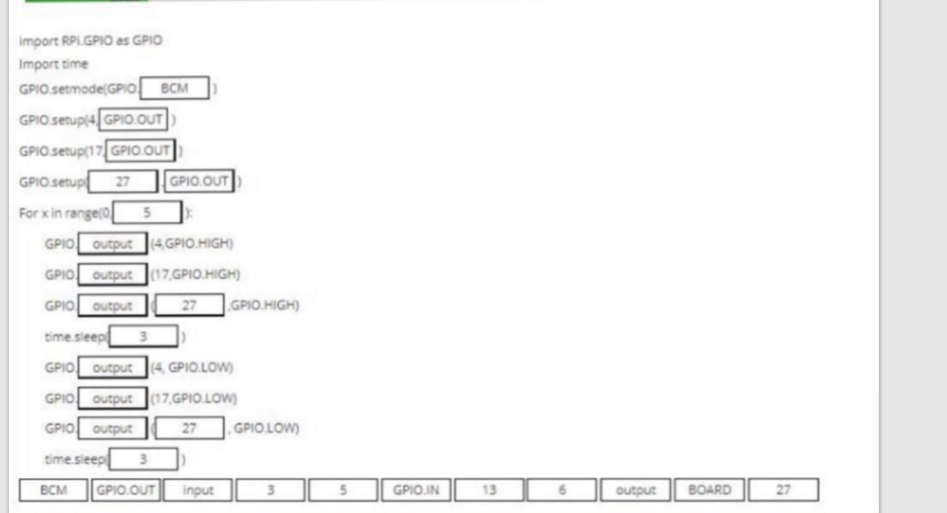  import RPL.GPIO as GPIO Import time GPIO setmode[GPIO. GPIO setup(4 GPIO.OUT)