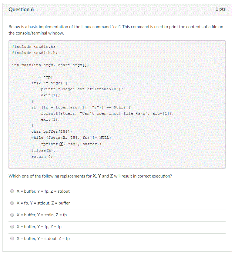  Below is a basic implementation of the Linux command "cat". This