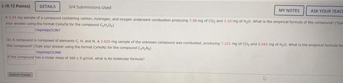 form of the compound (type your wer using the format for the